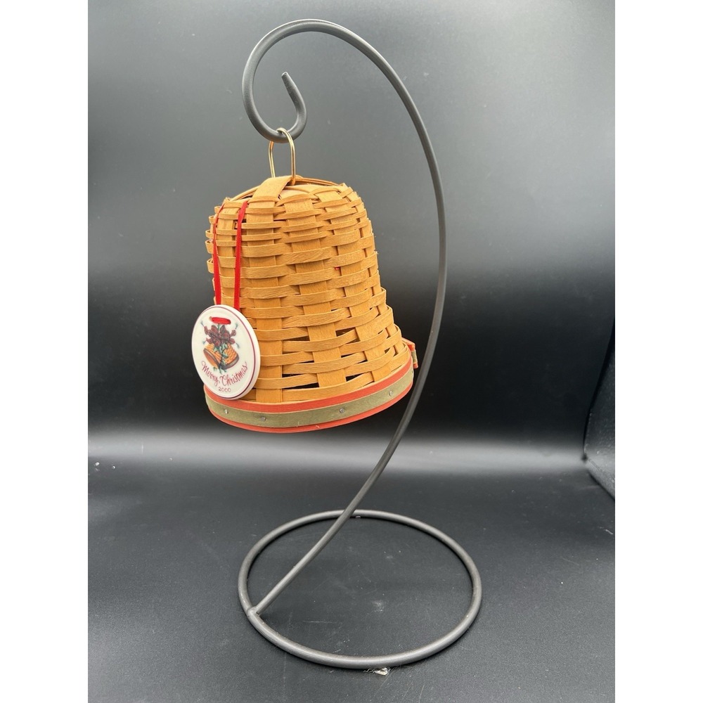 Longaberger Noel Bell Basket w/ Wrought Iron Hanger & "Merry Christmas 2000" T/O